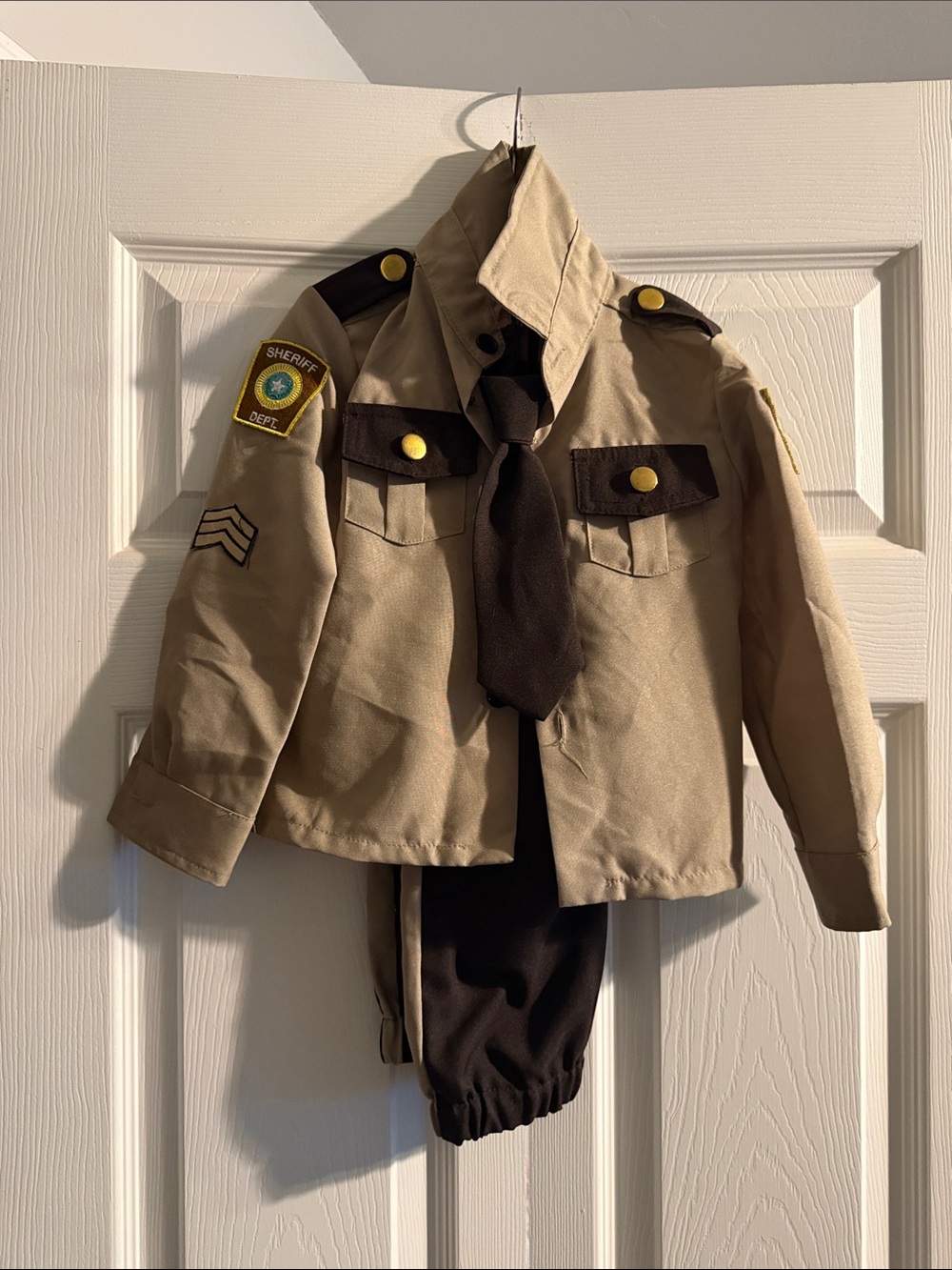 Kids Tan Sheriff-Style Jacket with Dark Brown Accents